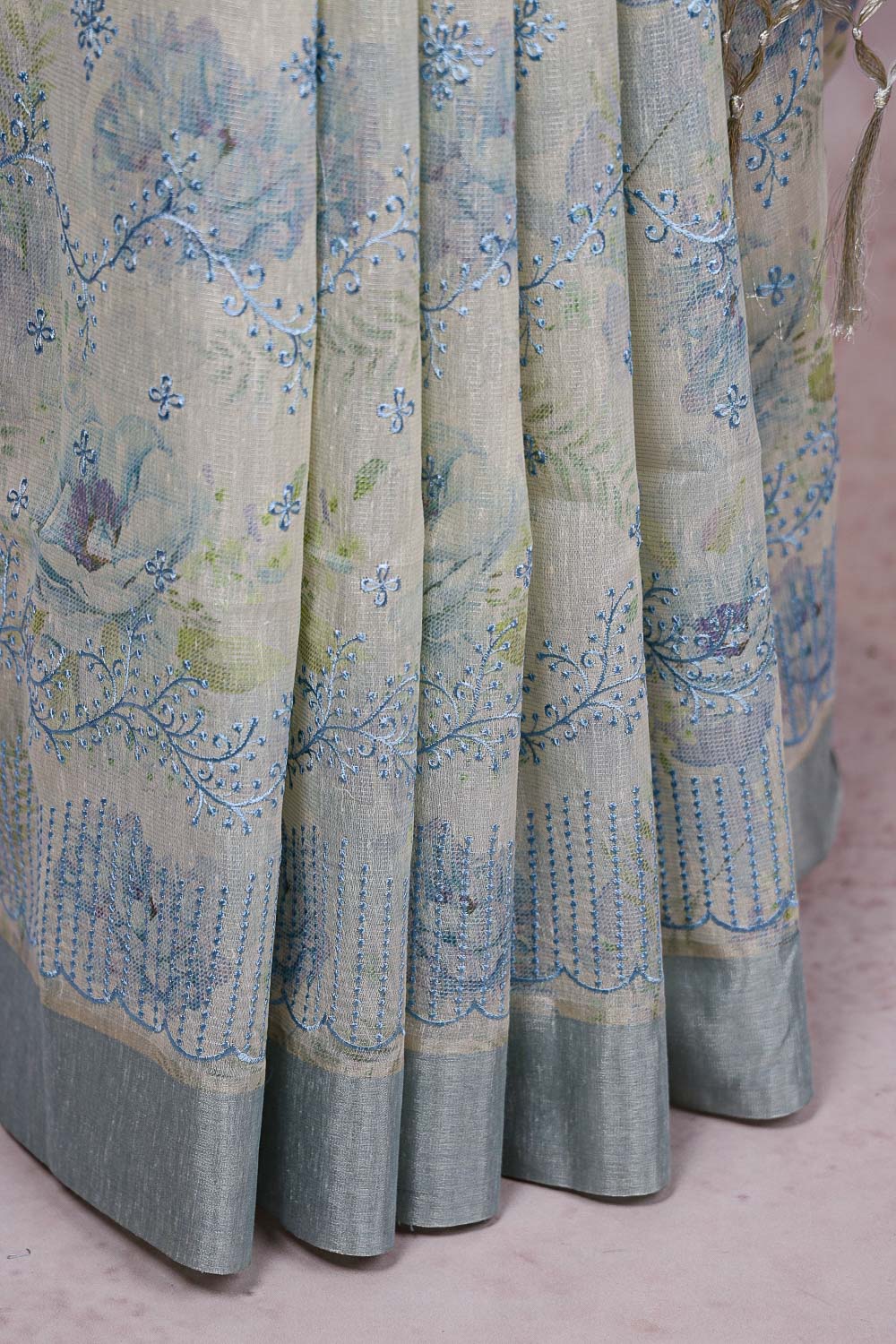 Cream Semi Tissue Saree
