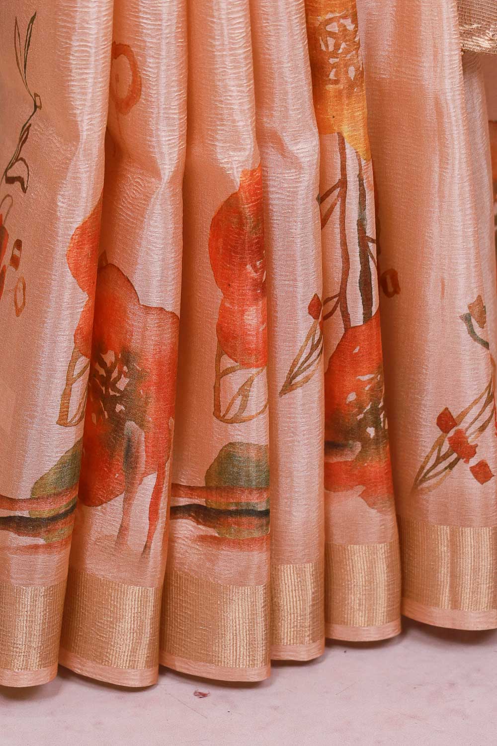 Cream Semi Tussar Saree