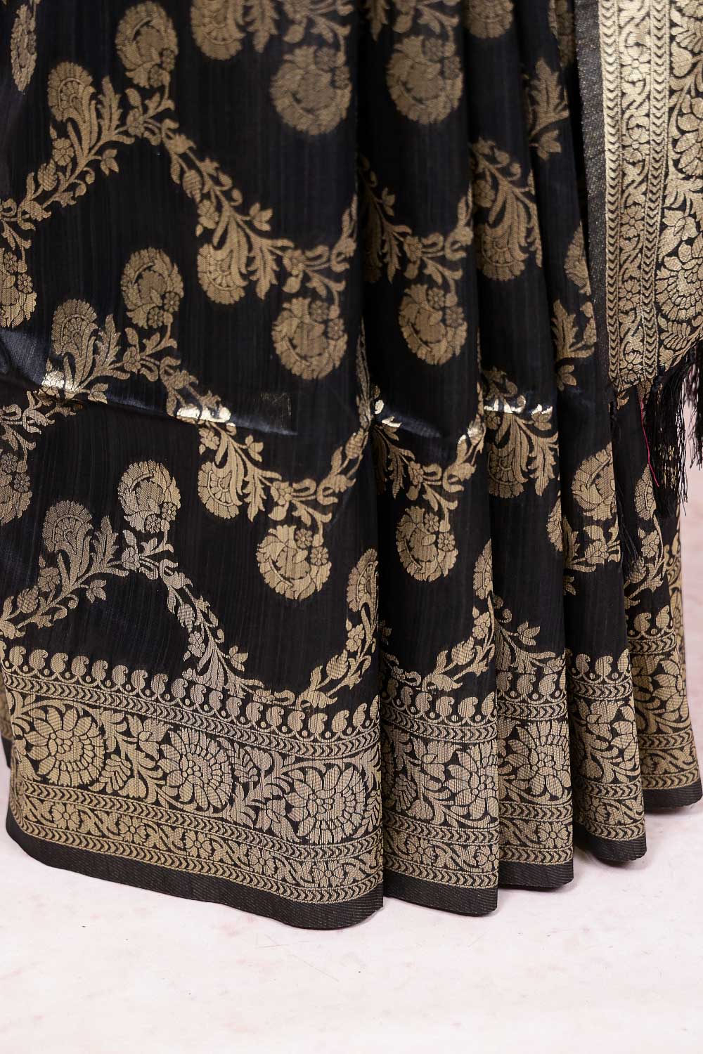 Black Semi Jute Saree