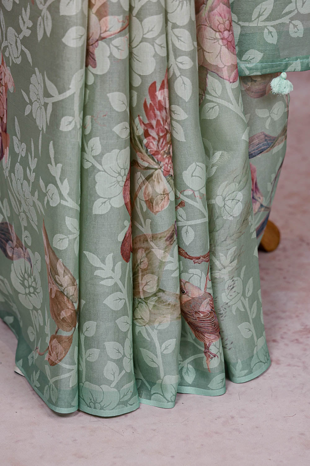 Pastel Green Semi Tissue Saree