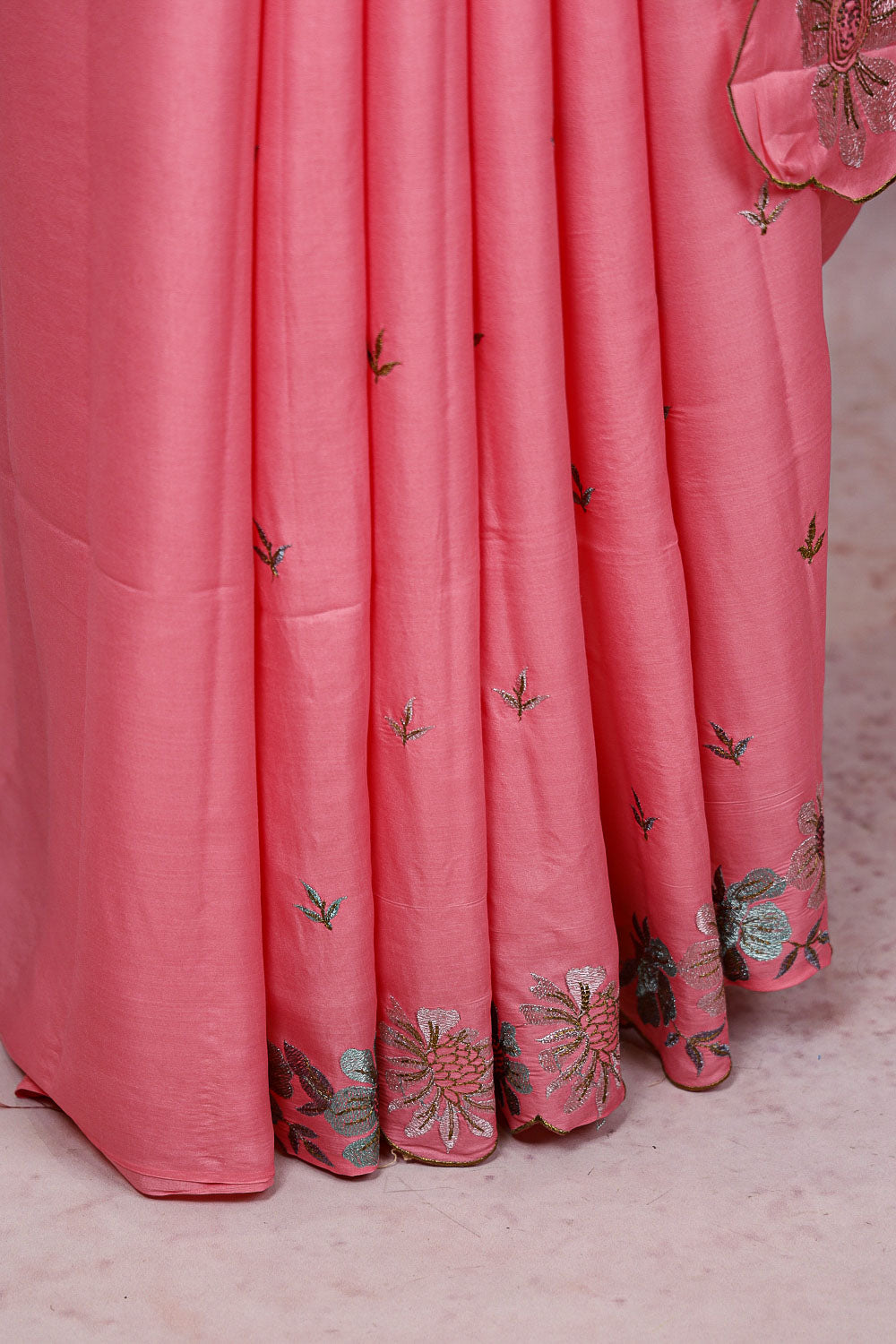 Pink Semi Tussar Saree
