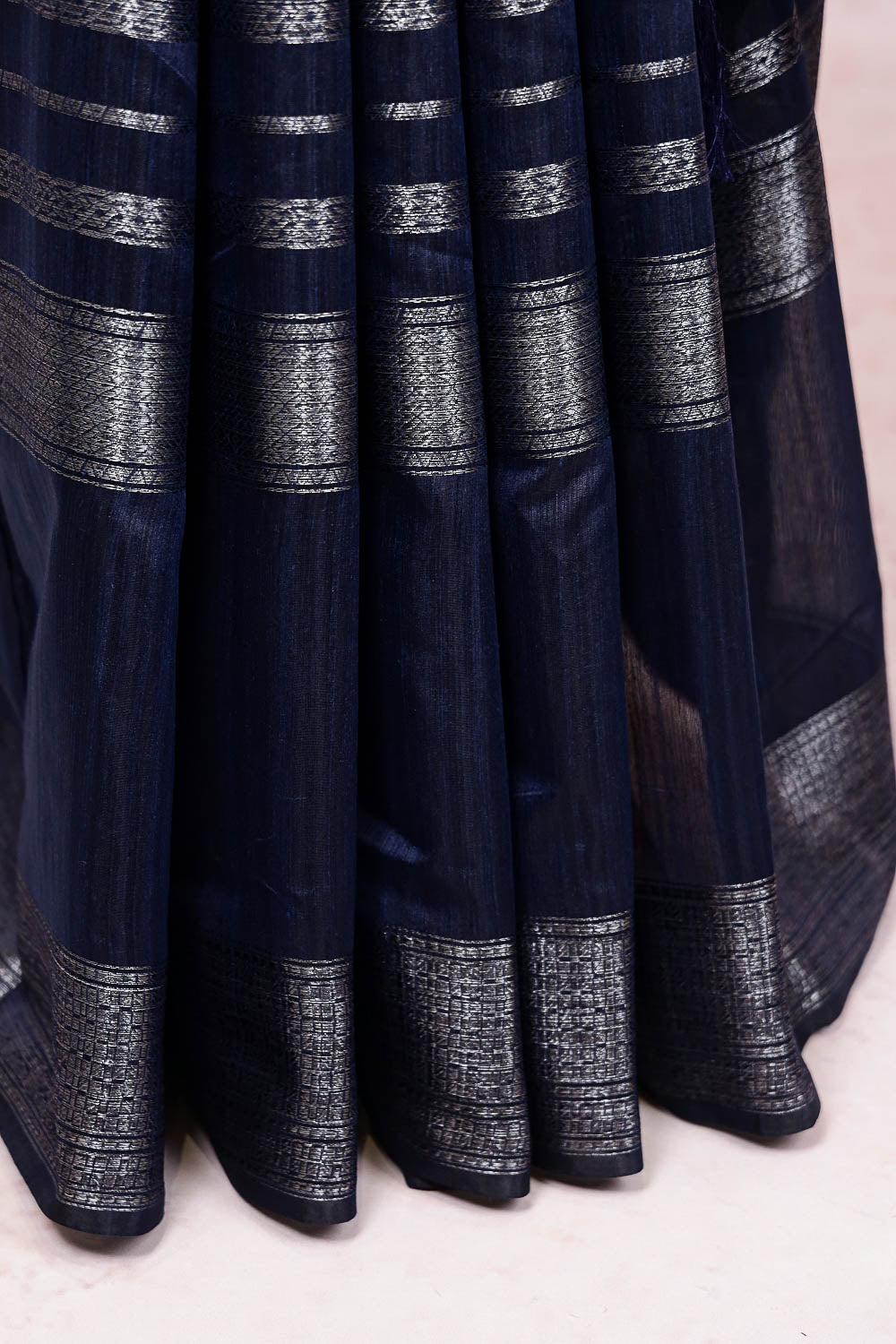 Navy Blue Semi Banarasi Saree