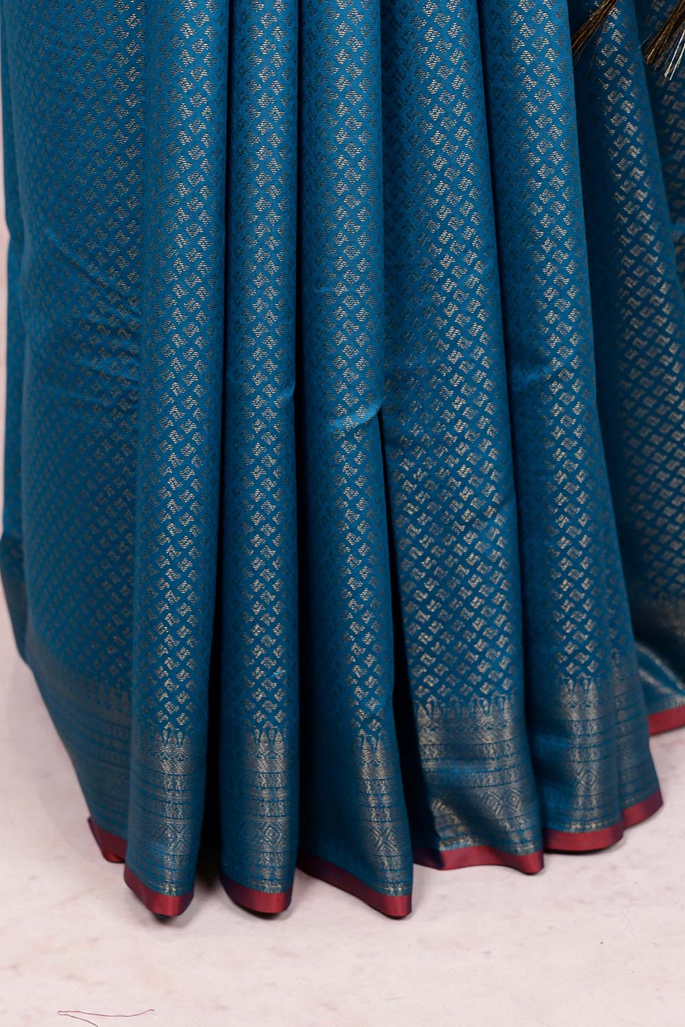 Peacock Blue Semi Silk Saree
