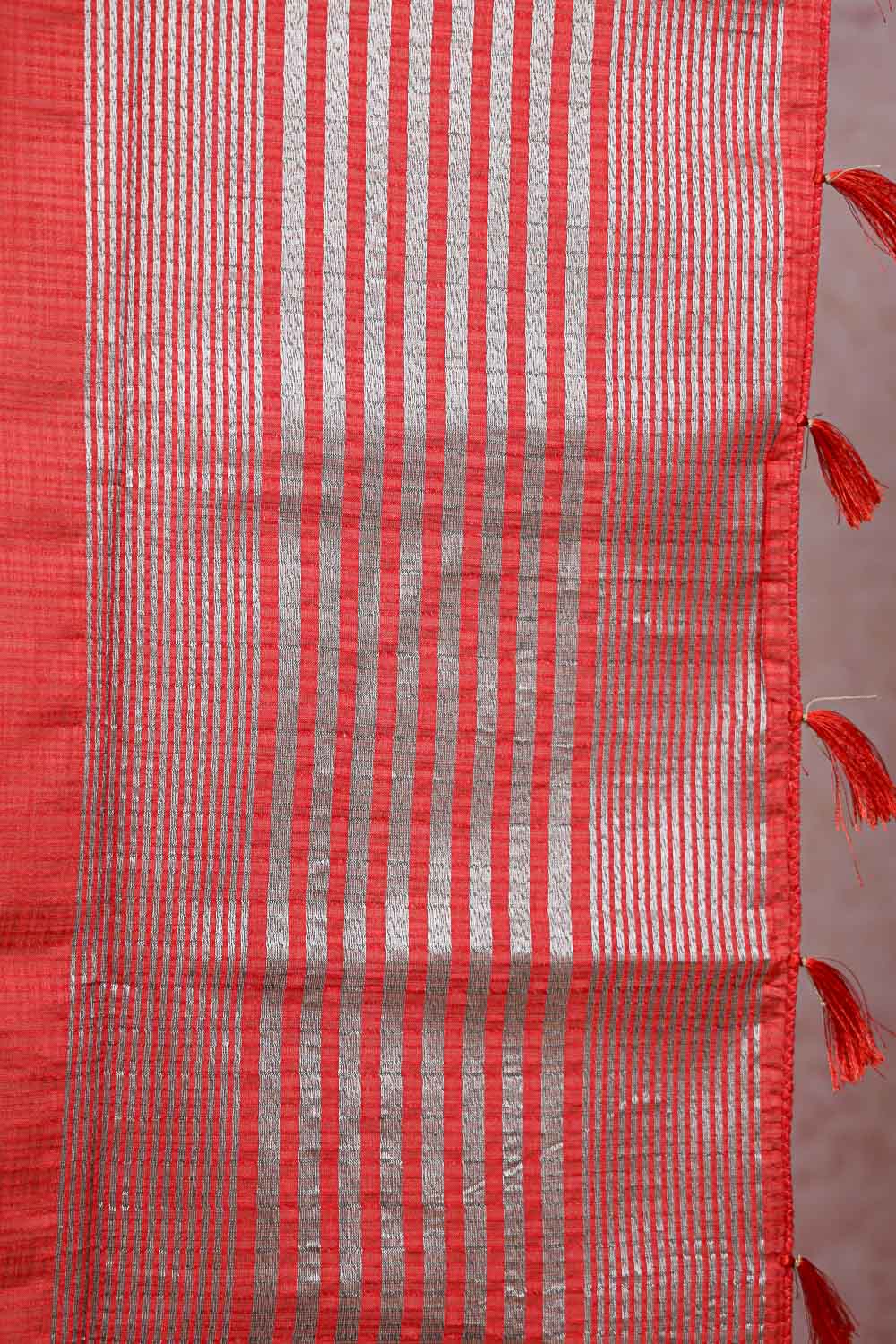 Red Semi Tussar Saree