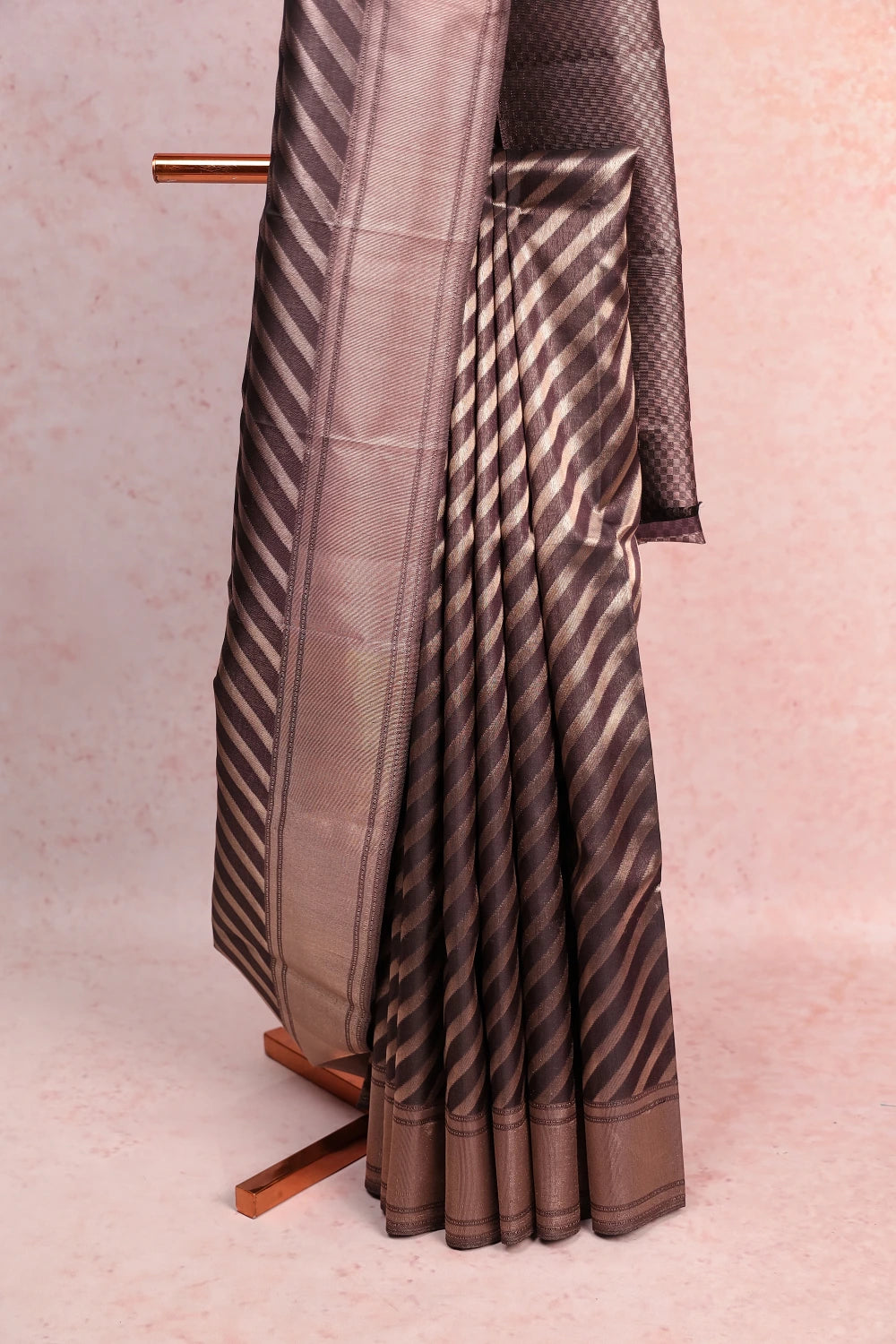 Grey Brown Kancheepuram Silk Saree