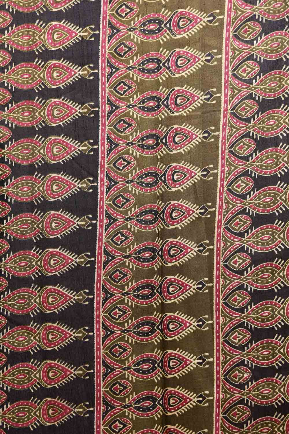 Olive Green Semi Silk Saree