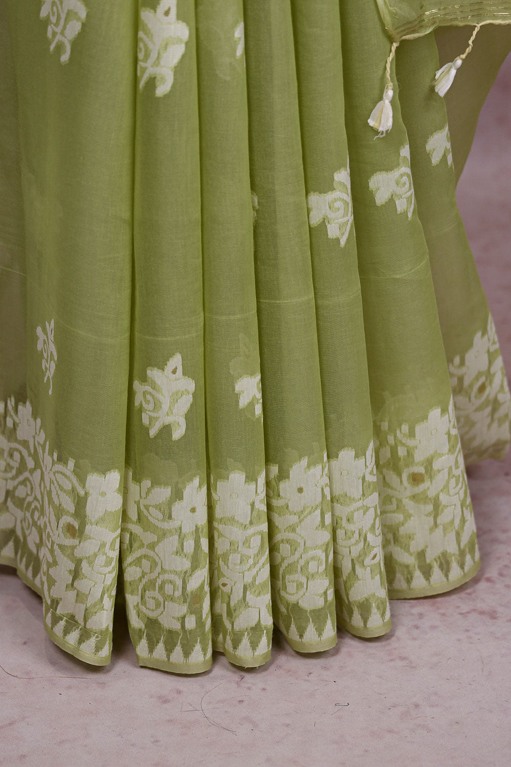 Pista Green Semi Organza Saree