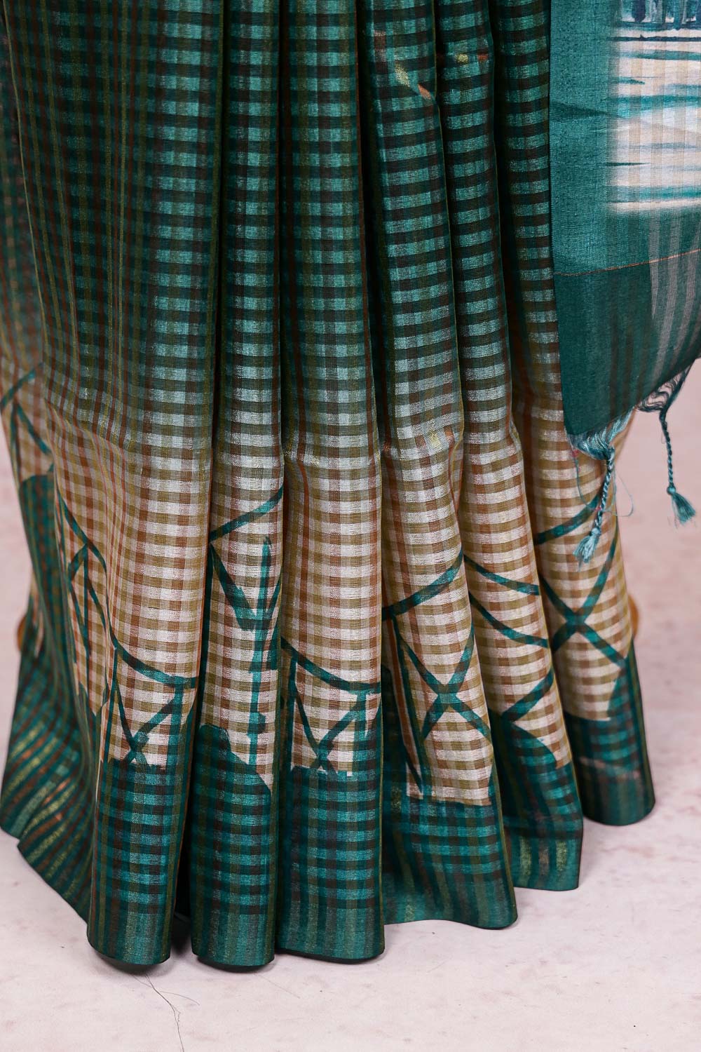 Green Semi Tussar Saree