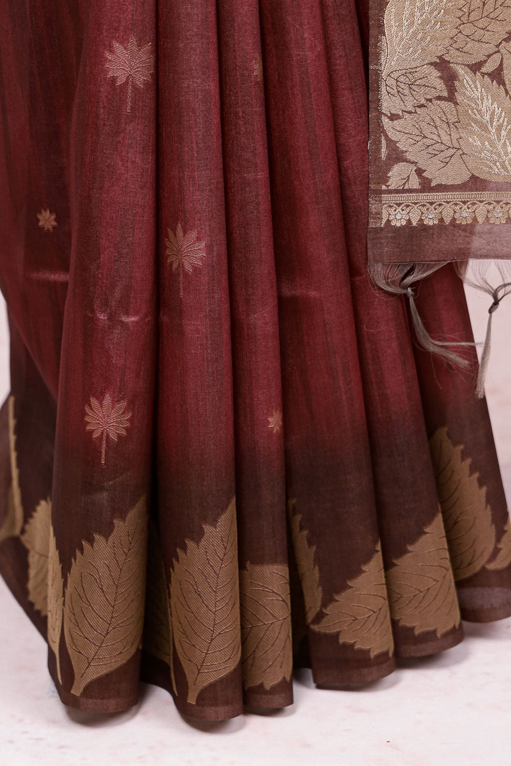 Maroon Semi Tussar Saree