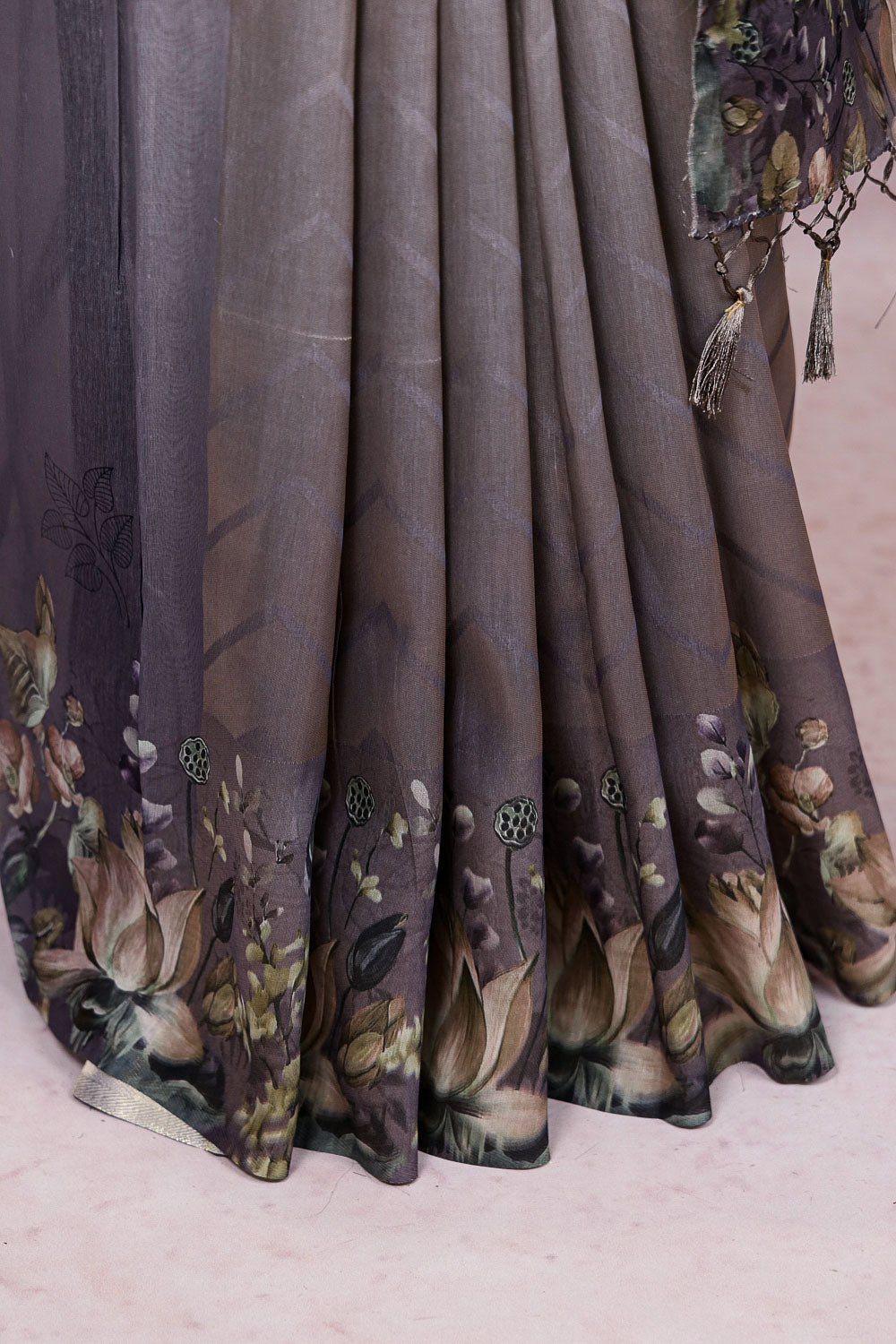 Grey Semi Tissue Saree
