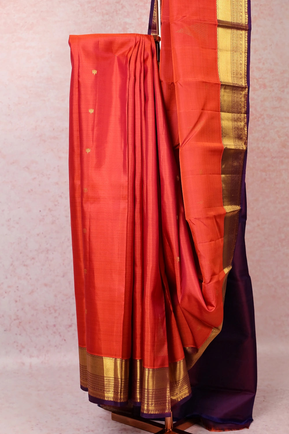 Rust Orange Traditional Kancheepuram Silk Saree
