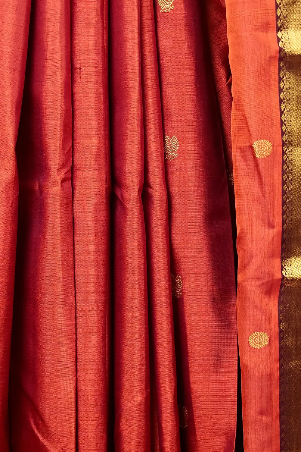 Rust Orange Kancheepuram Silk Saree