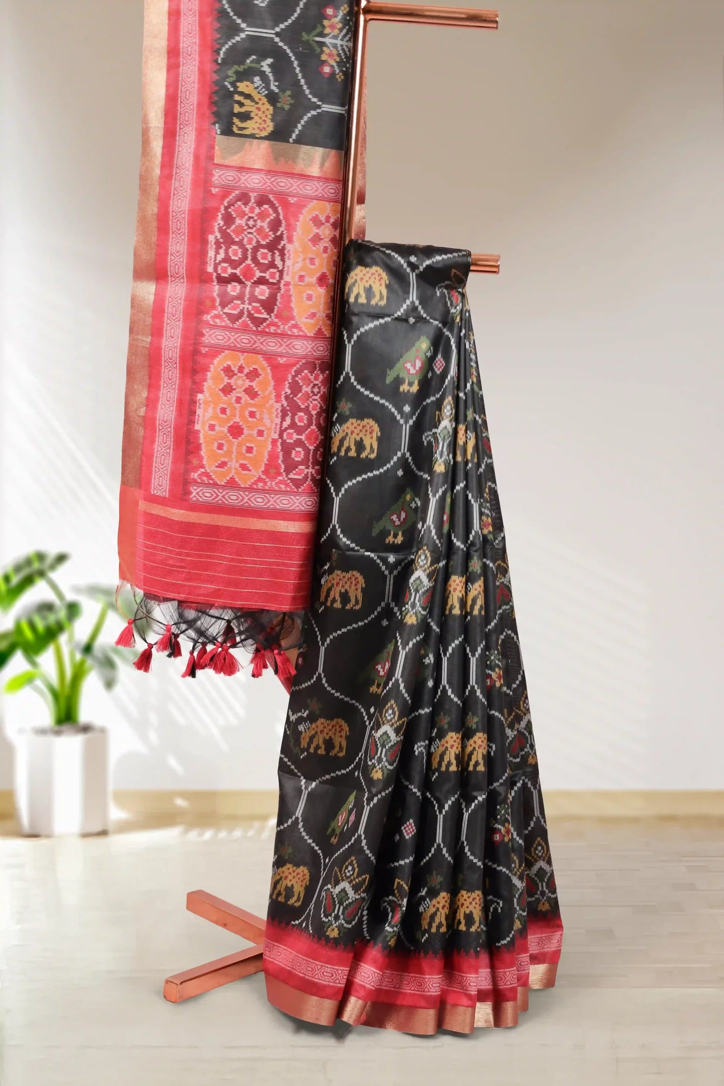 Black Semi Tussar Saree