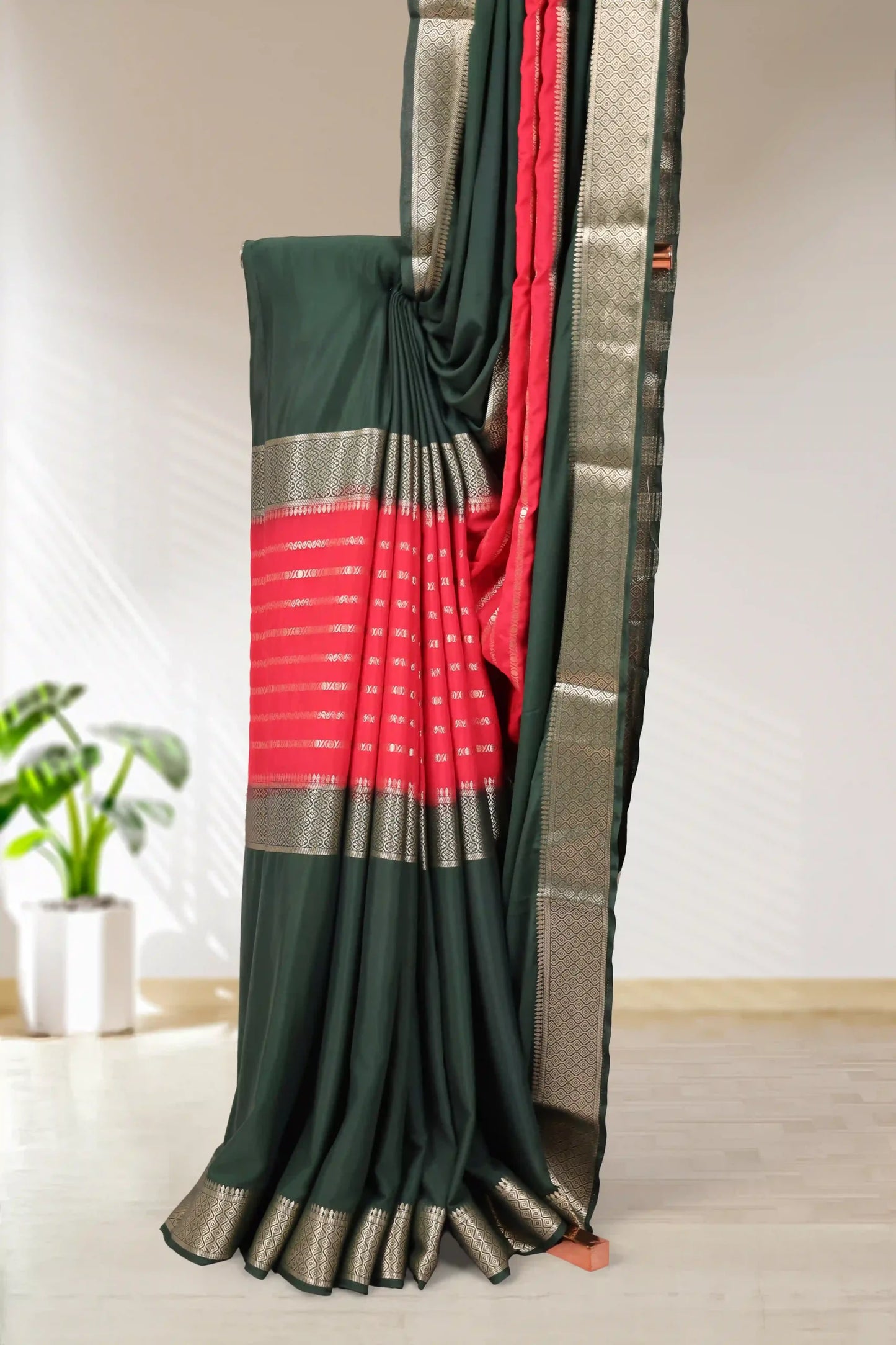 Red And Green Georgette Saree