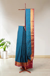 Peacock Blue Semi Silk Saree