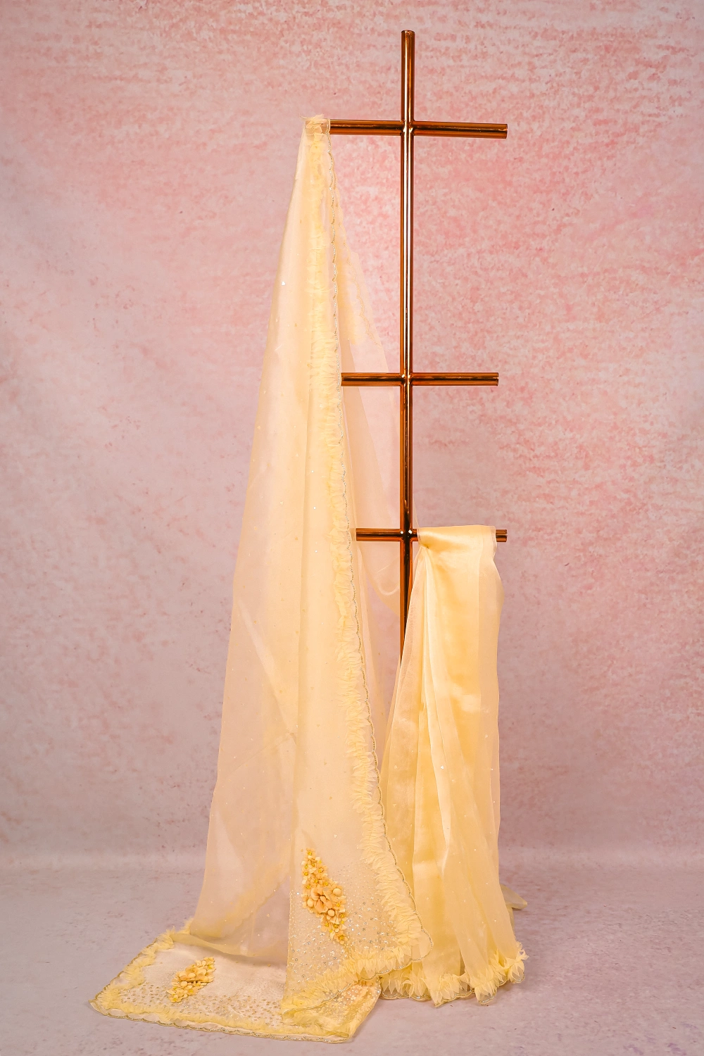 Lemon Yellow Tissue Organza Saree