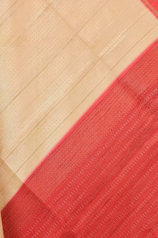 Golden Cream Semi Tussar Saree