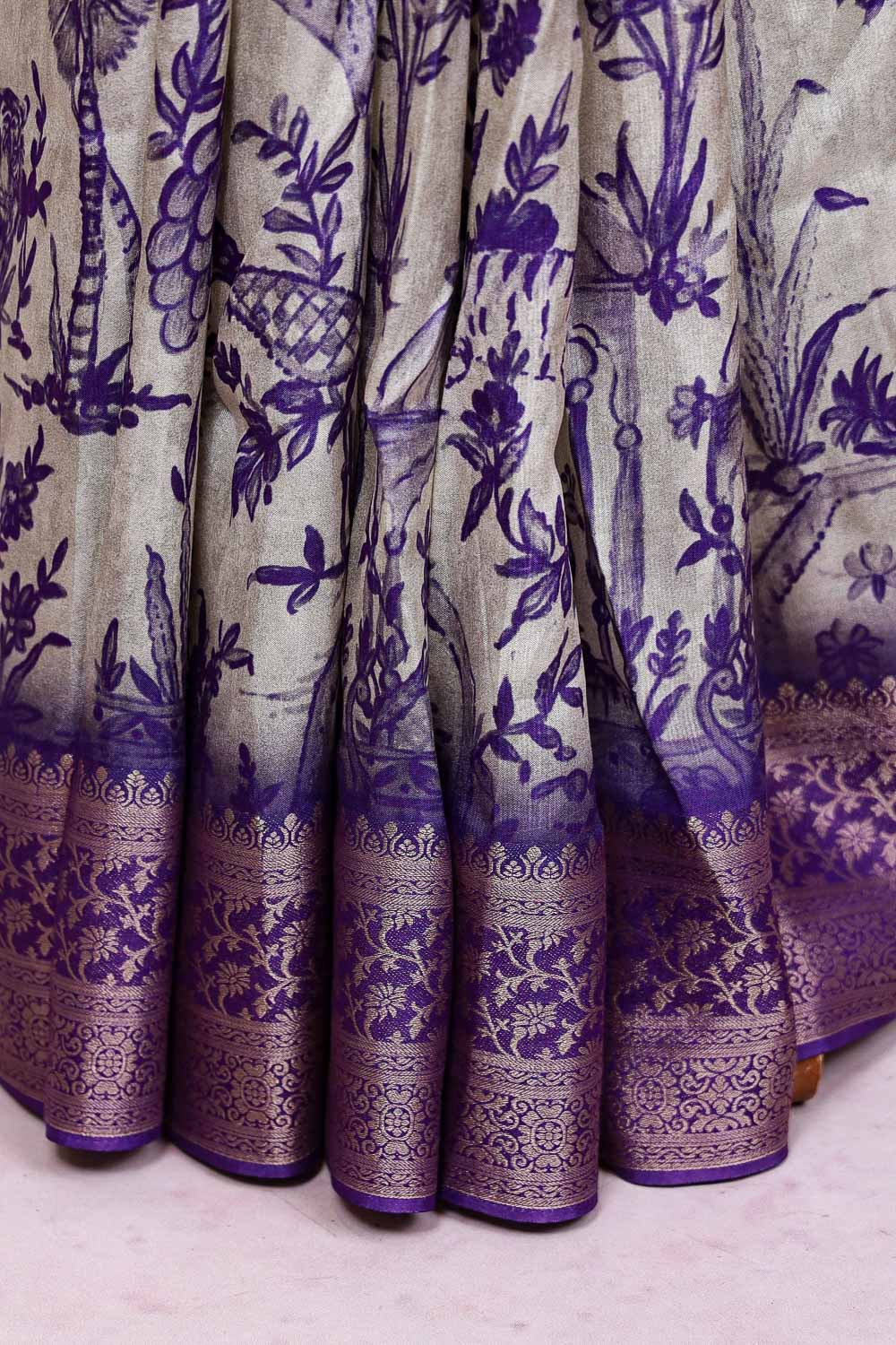 Off White Dola Silk Saree - Seematti