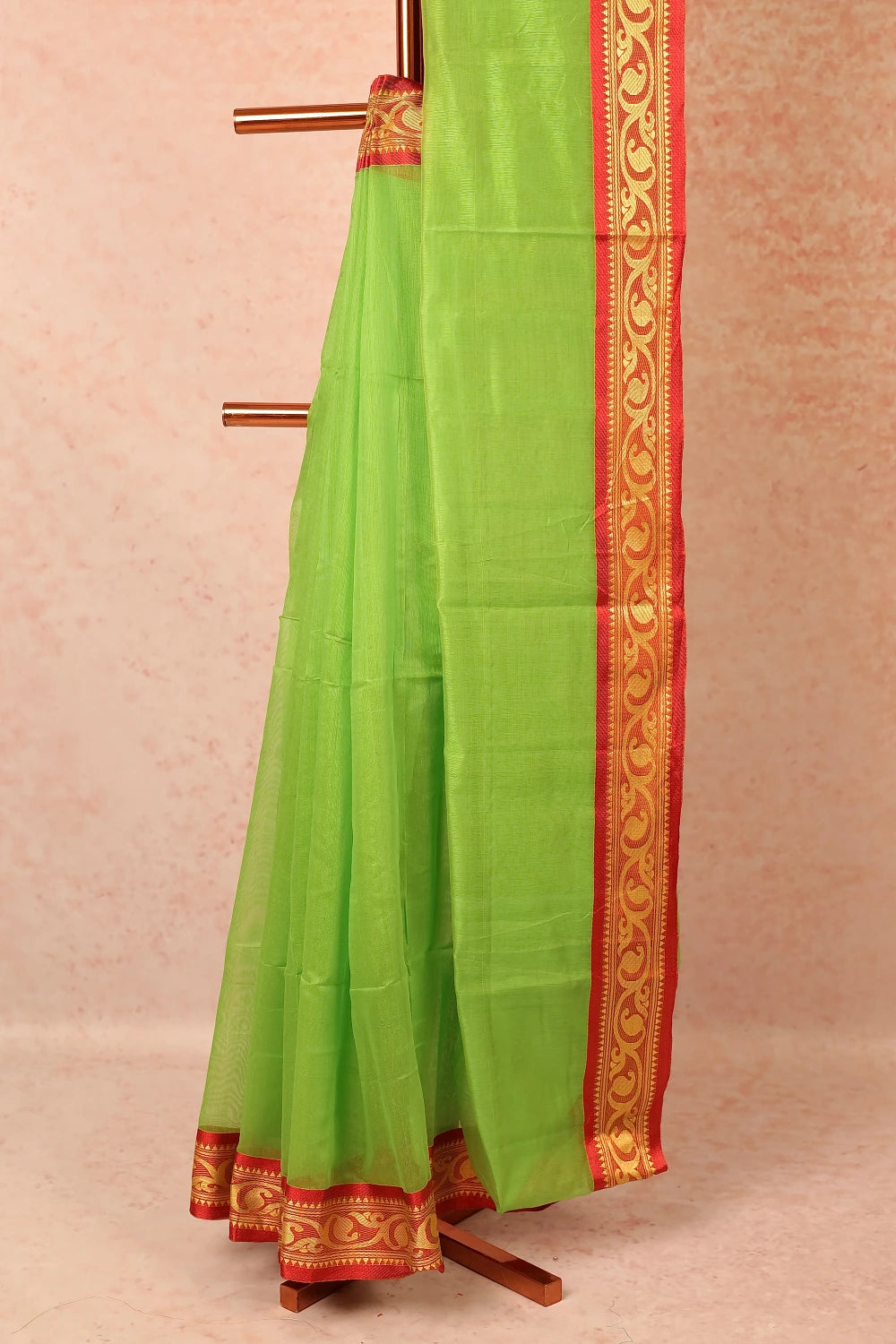 Parrot Green Cotton Saree