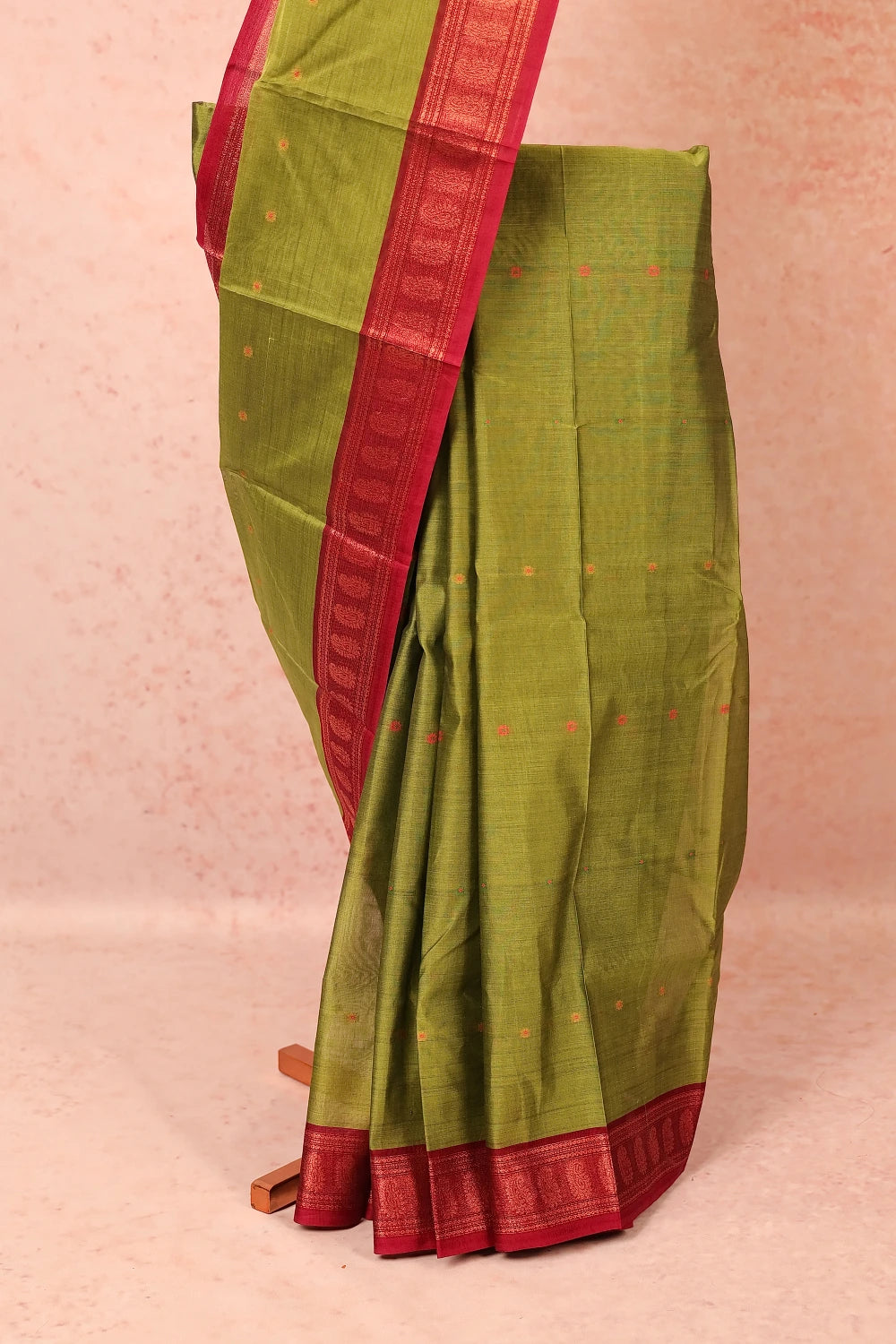 Olive Green Cotton Saree