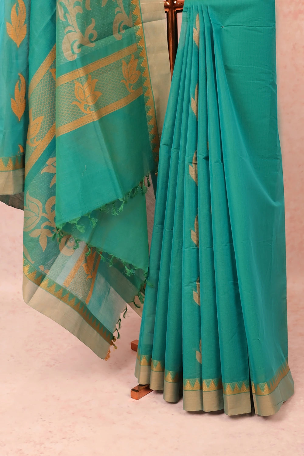 Peacock Green Cotton Saree