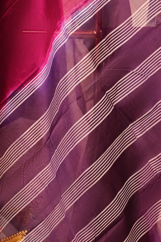 Grape Wine Cotton Saree