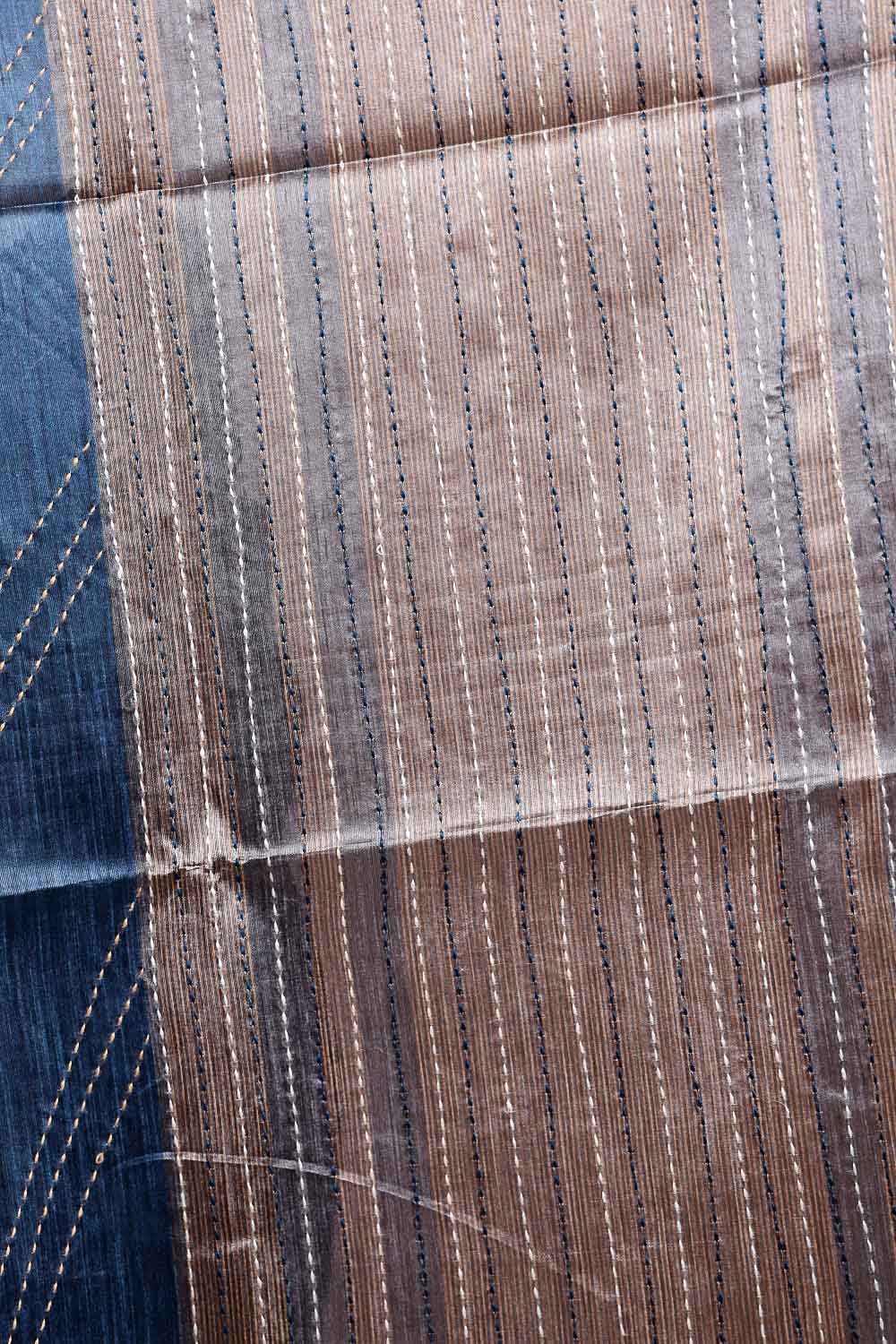 Peacock Blue Semi Tussar Saree