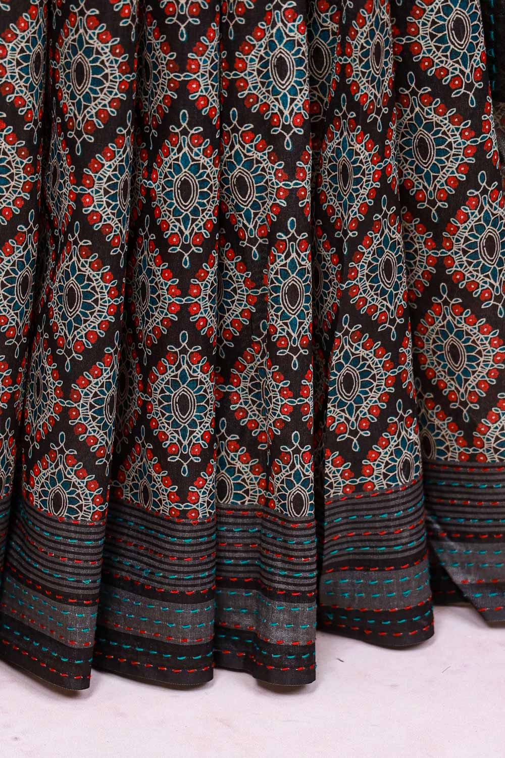 Black Semi Tussar Saree - Seematti