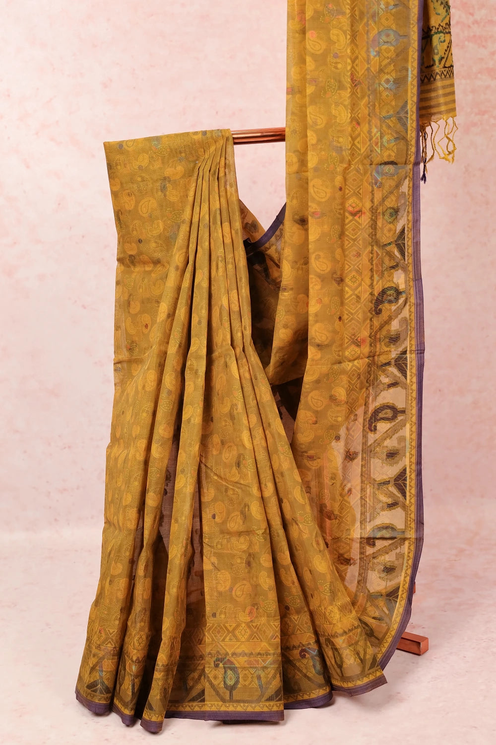 Mustard Yellow Cotton Saree