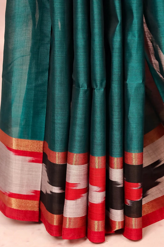Peacock Green Cotton Silk Saree
