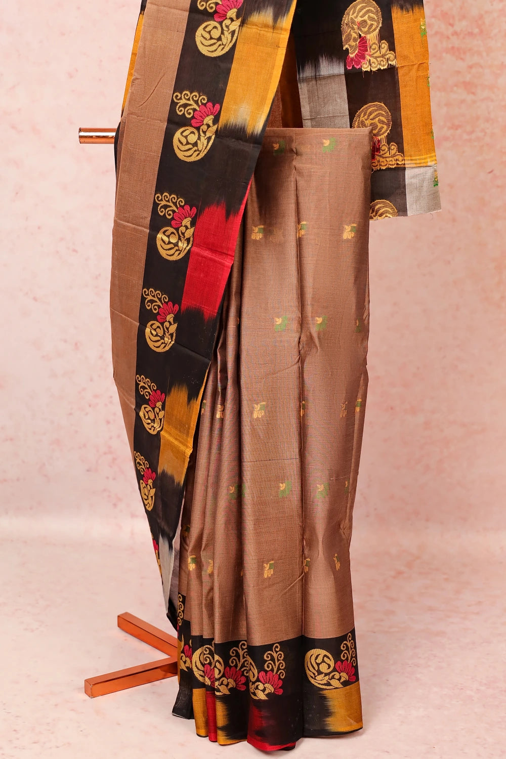 Light Chocolate Brown Cotton Saree