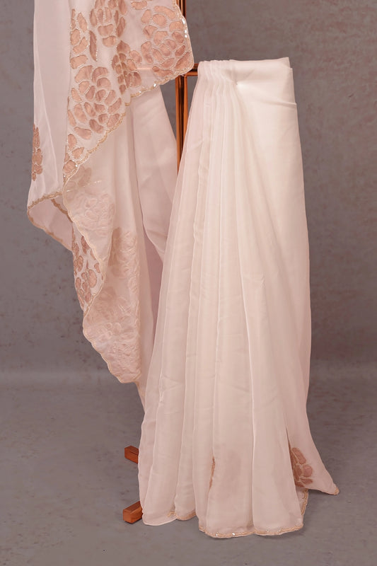 White Semi Organza Saree