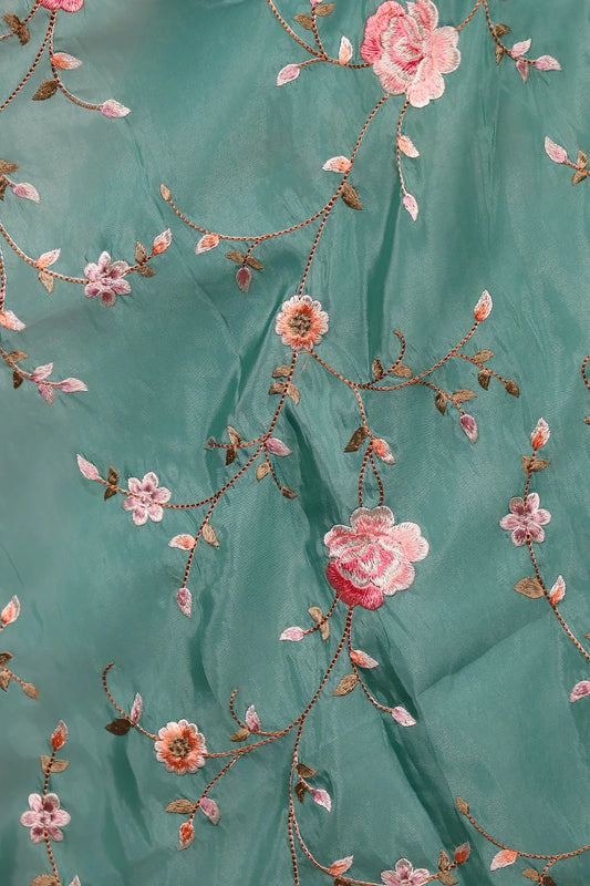 Green Tissue Beads Butta Unstitched Churidhar Material