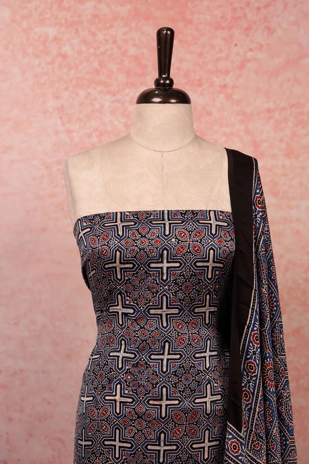 Blue Modal Printed Unstitched Churidhar Material