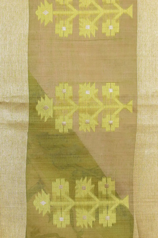 Lemon Yellow Semi Jute Saree