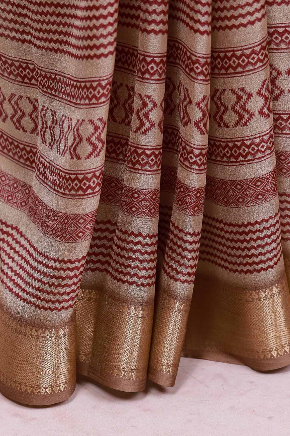 Cream Semi Tussar Saree