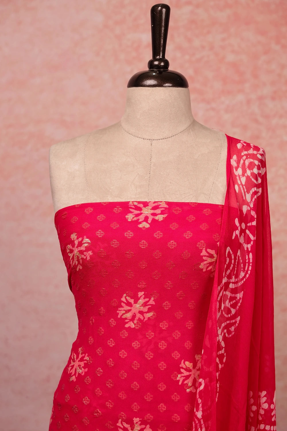 Rani Pink Georgette Self Design Unstitched Churidar Material