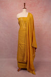 Mustard Cotton Accoba Work Unstitched Churidar Material