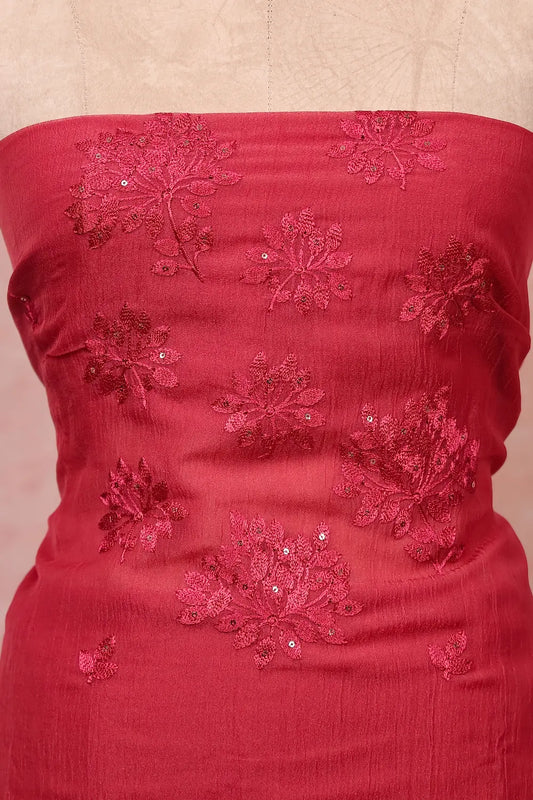 Onion Pink Crush Organza Embroidery Unstitched Churidar Material