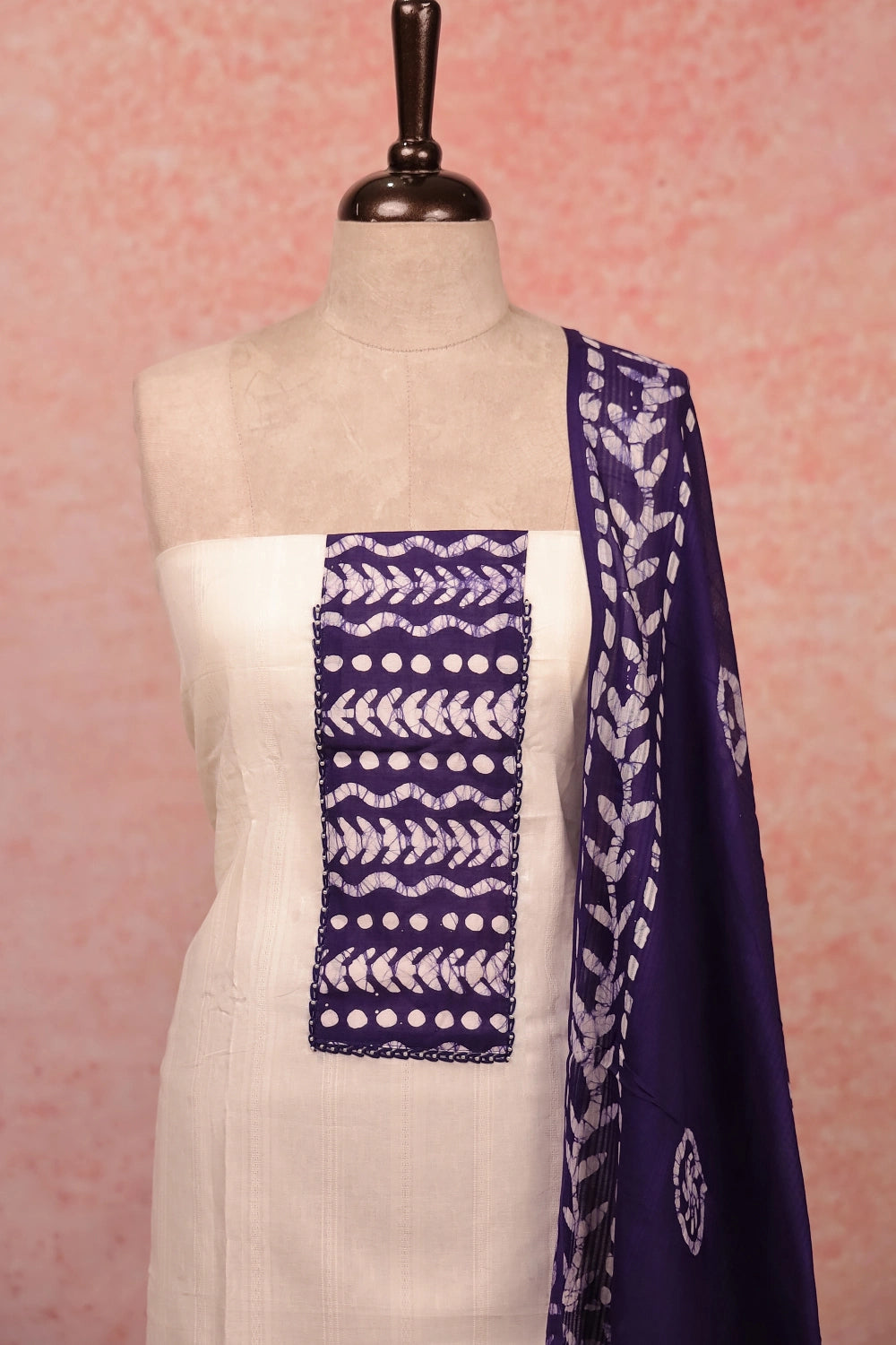 Cream Cotton Plain Body Unstitched Churidar Material