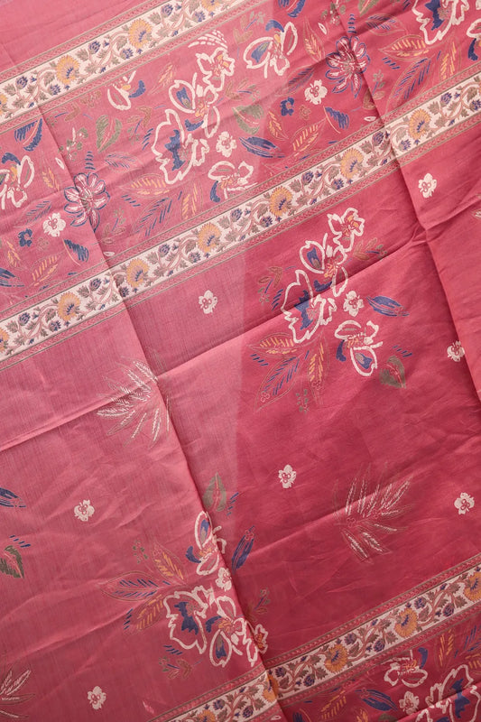 Pink Mascline Printed Unstitched Churidhar Material