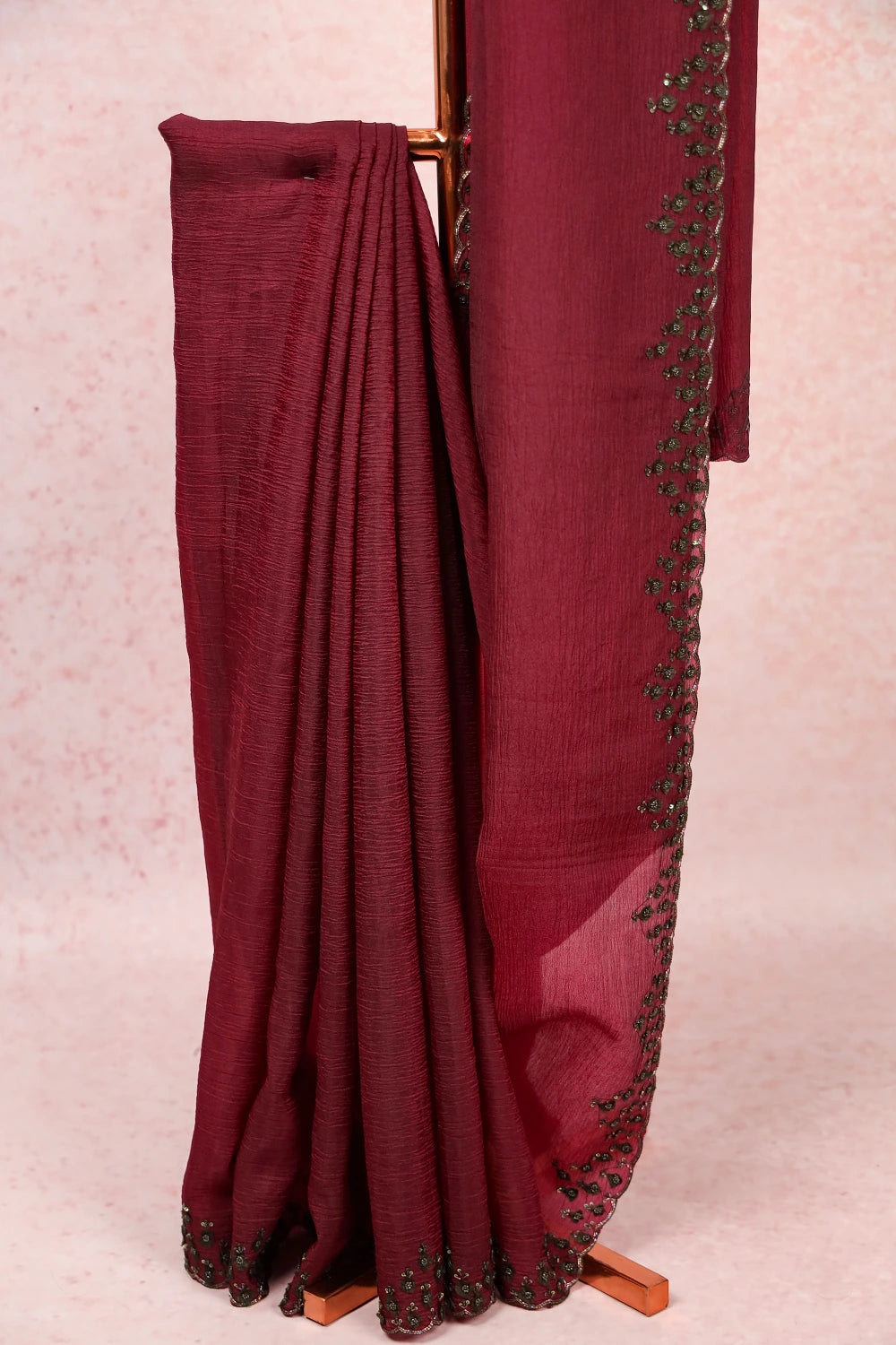 Wine Crush Organza Saree