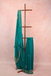 Sapphire Green Velvet Organza Saree