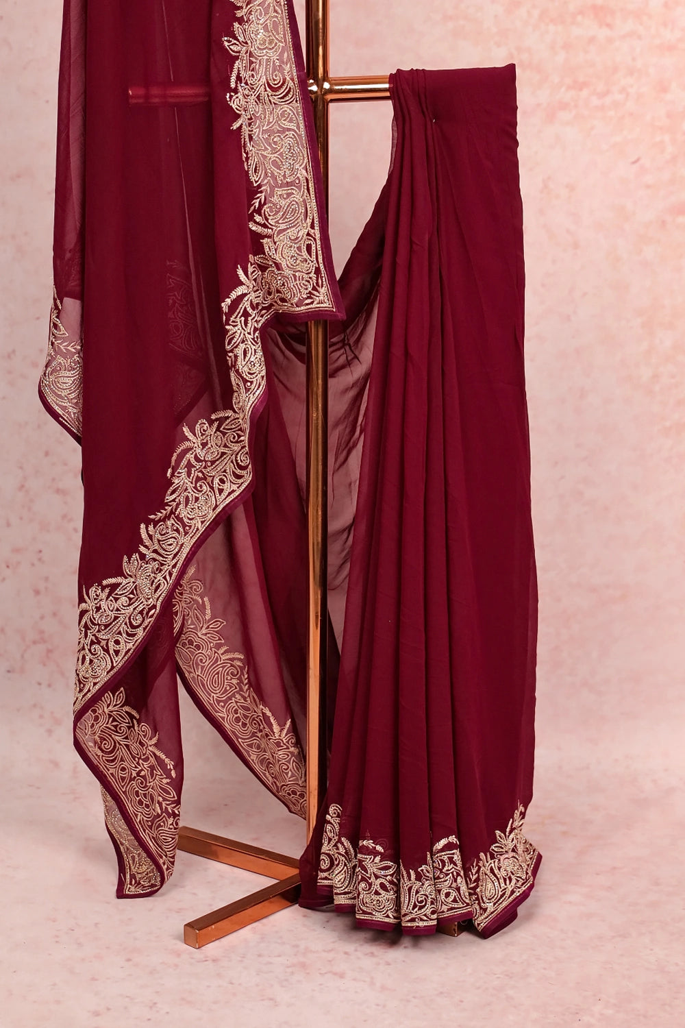 Grape Wine Georgette Saree