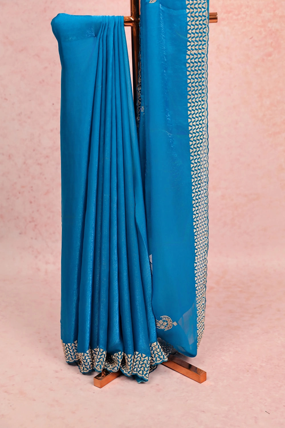 Blue Velvet Organza Saree