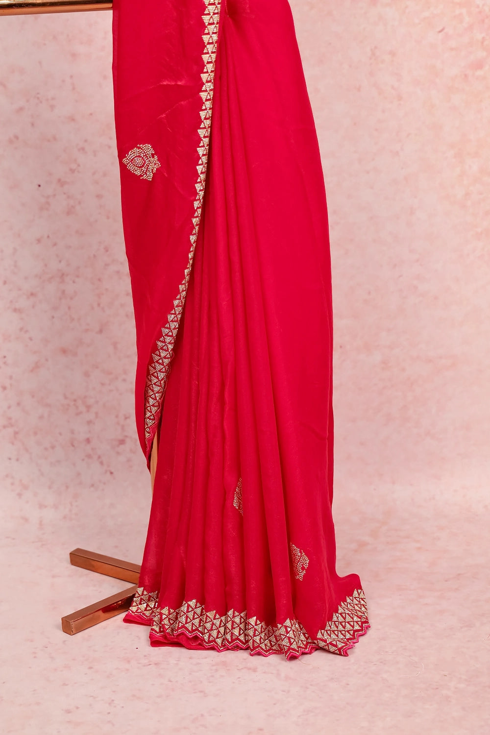 Pink Velvet Organza Saree