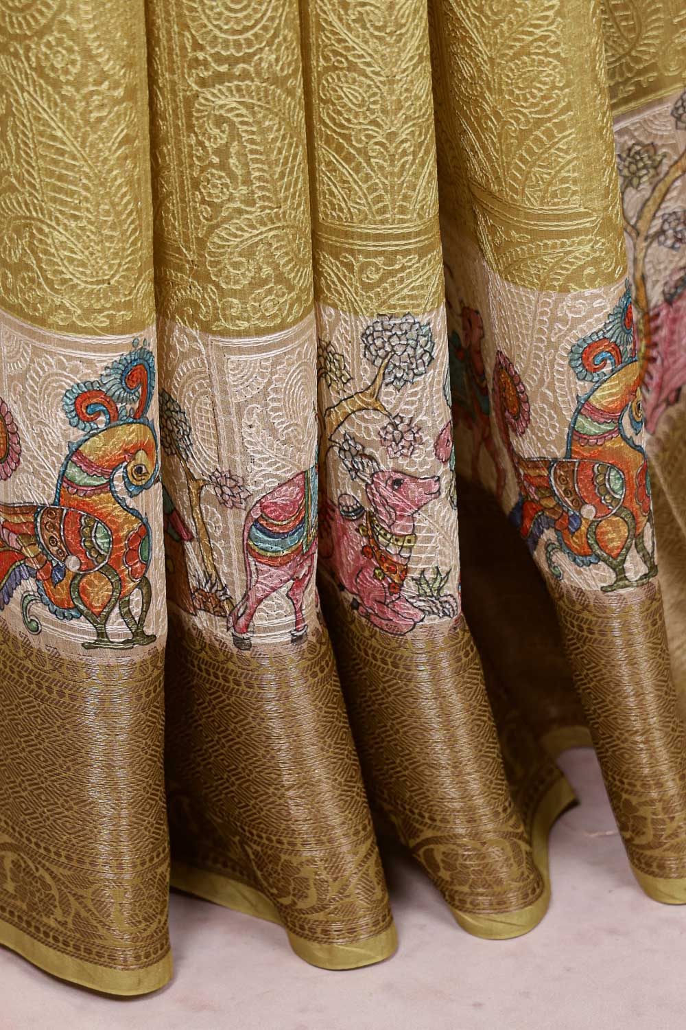 Gold Semi Chanderi Saree