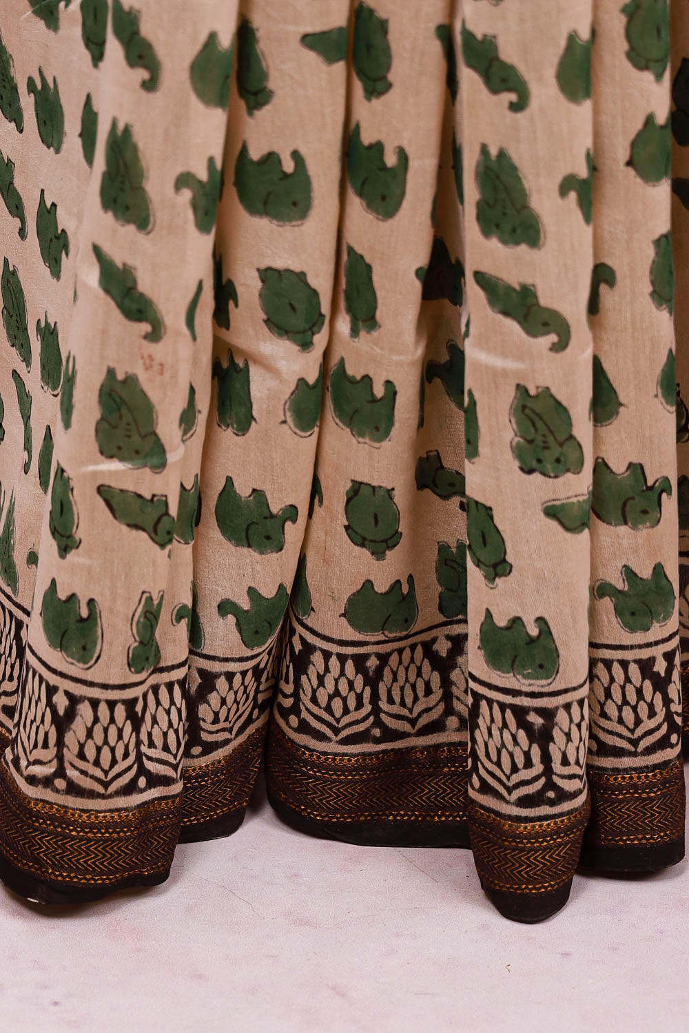 Cream Chanderi Silk Saree
