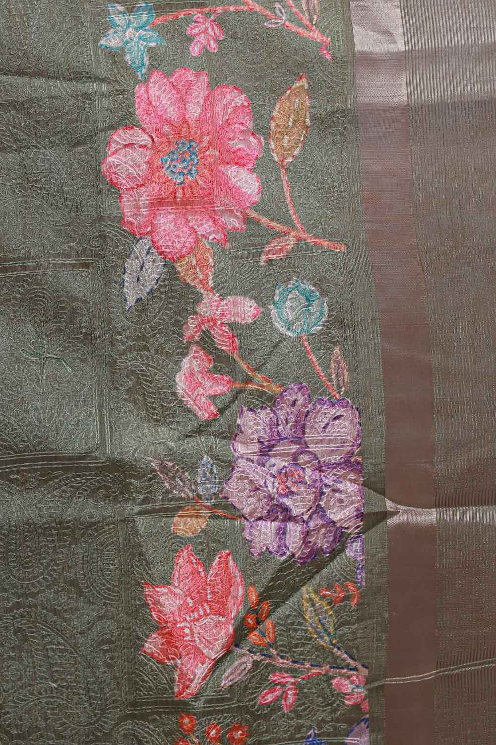 Green Semi Tussar Saree