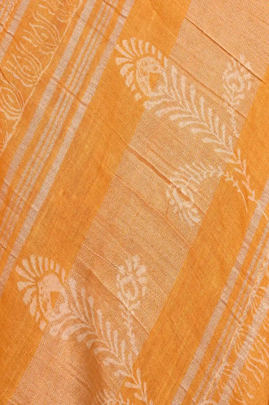 Carrot Color Semi Linen Saree